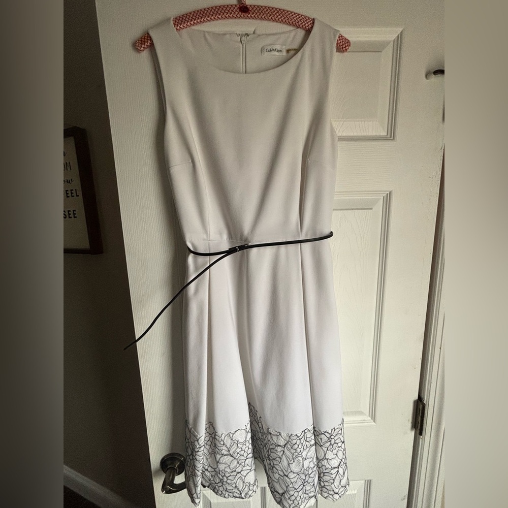 Calvin Klein White Dress with Black Trim